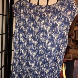 NWT Paramita Bonnata Blue/White Sleeveless Tropical Print Midi Dress